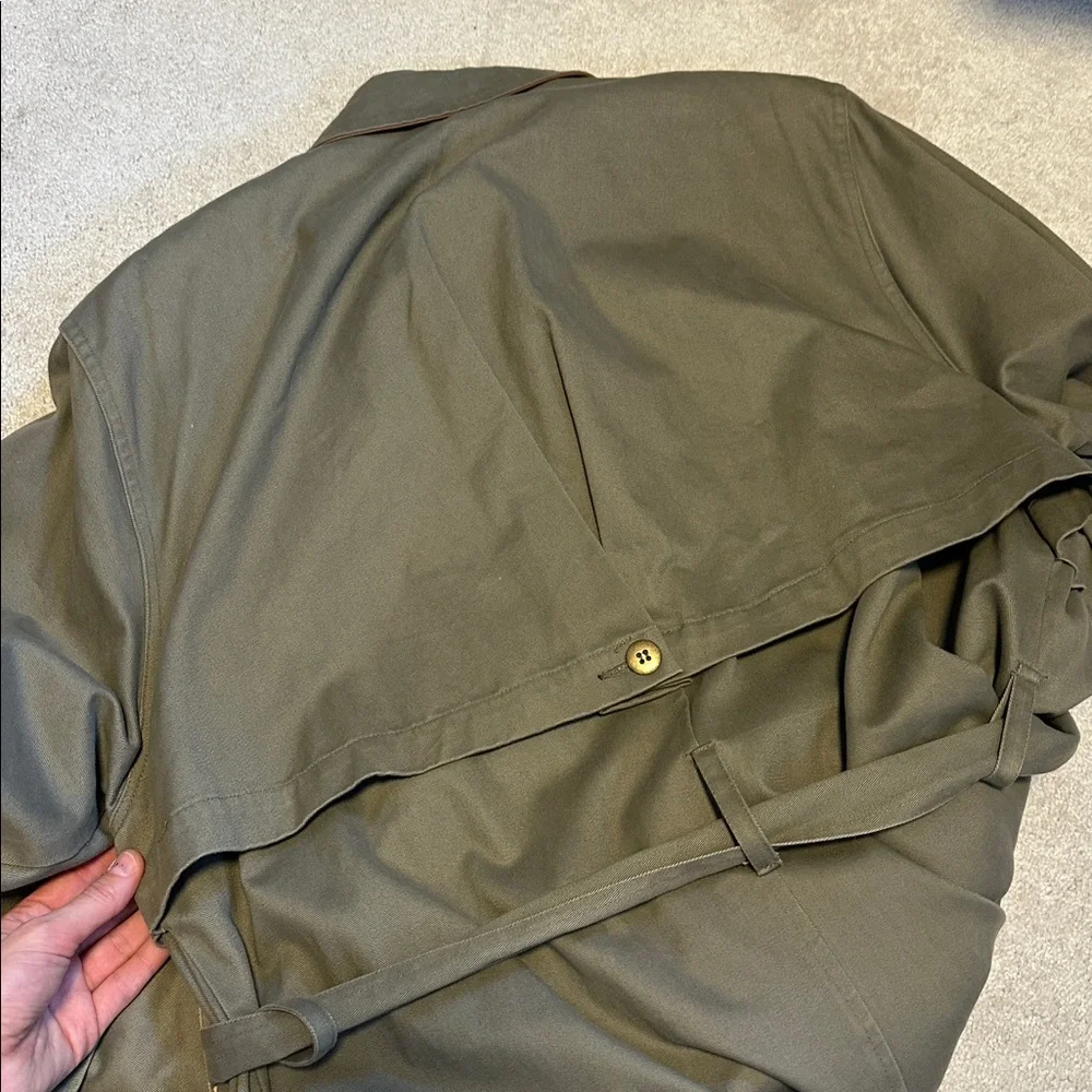 Vintage Olive Green Trench Coat with Belt - Picture 6 of 6